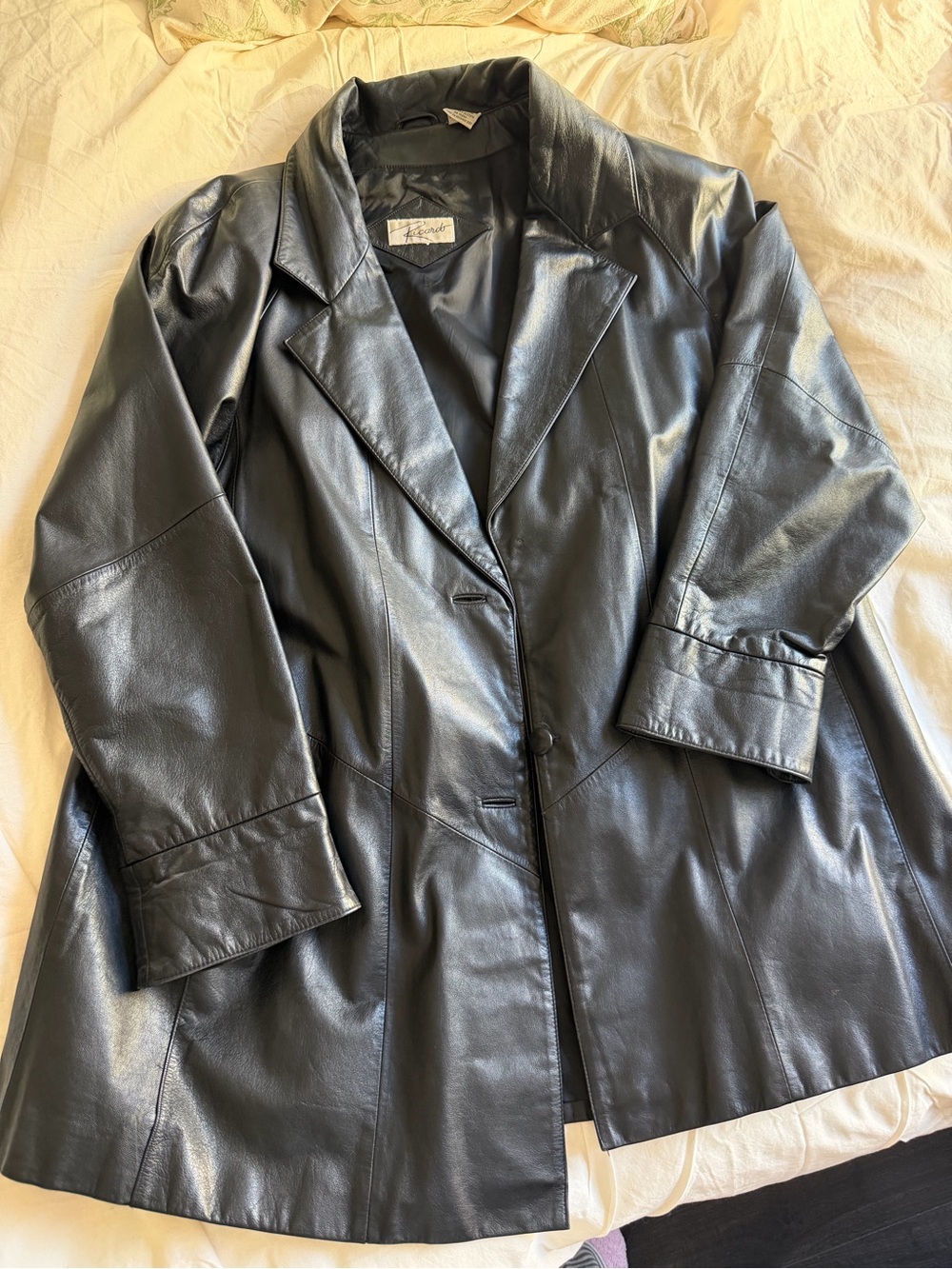 Women's Black Leather Blazer Jacket - Unbranded